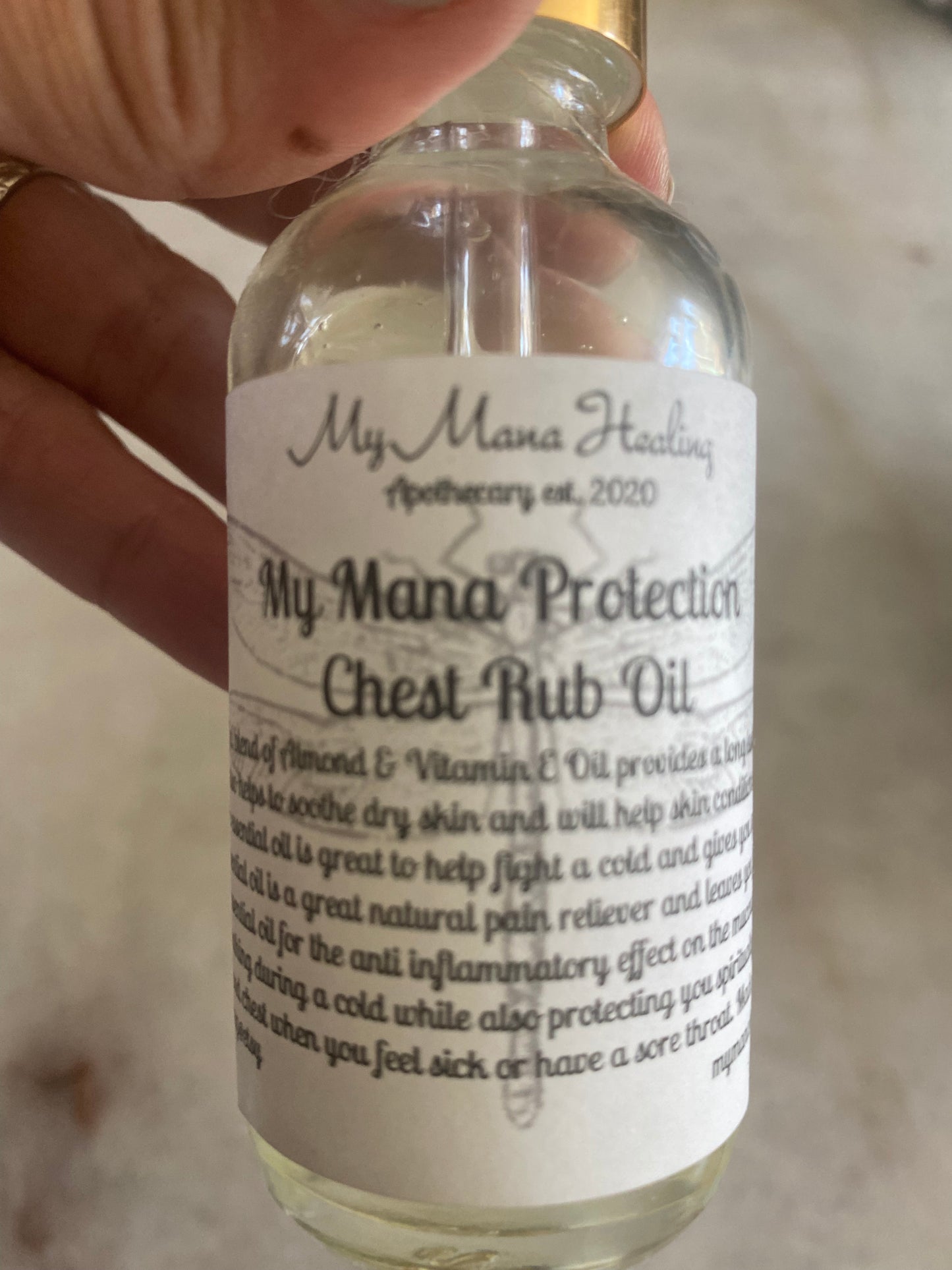 My Mana Chest Rub Oil 2oz bottle with dropper