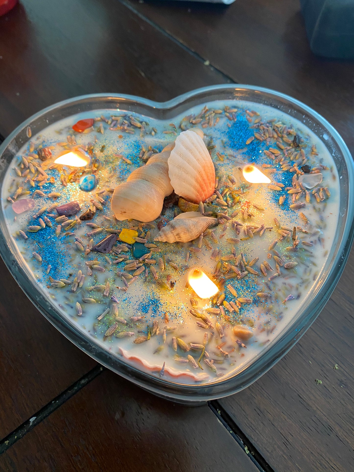 My Mana healing Glass Heart 14oz Handmade Soy Wax Intention Candle