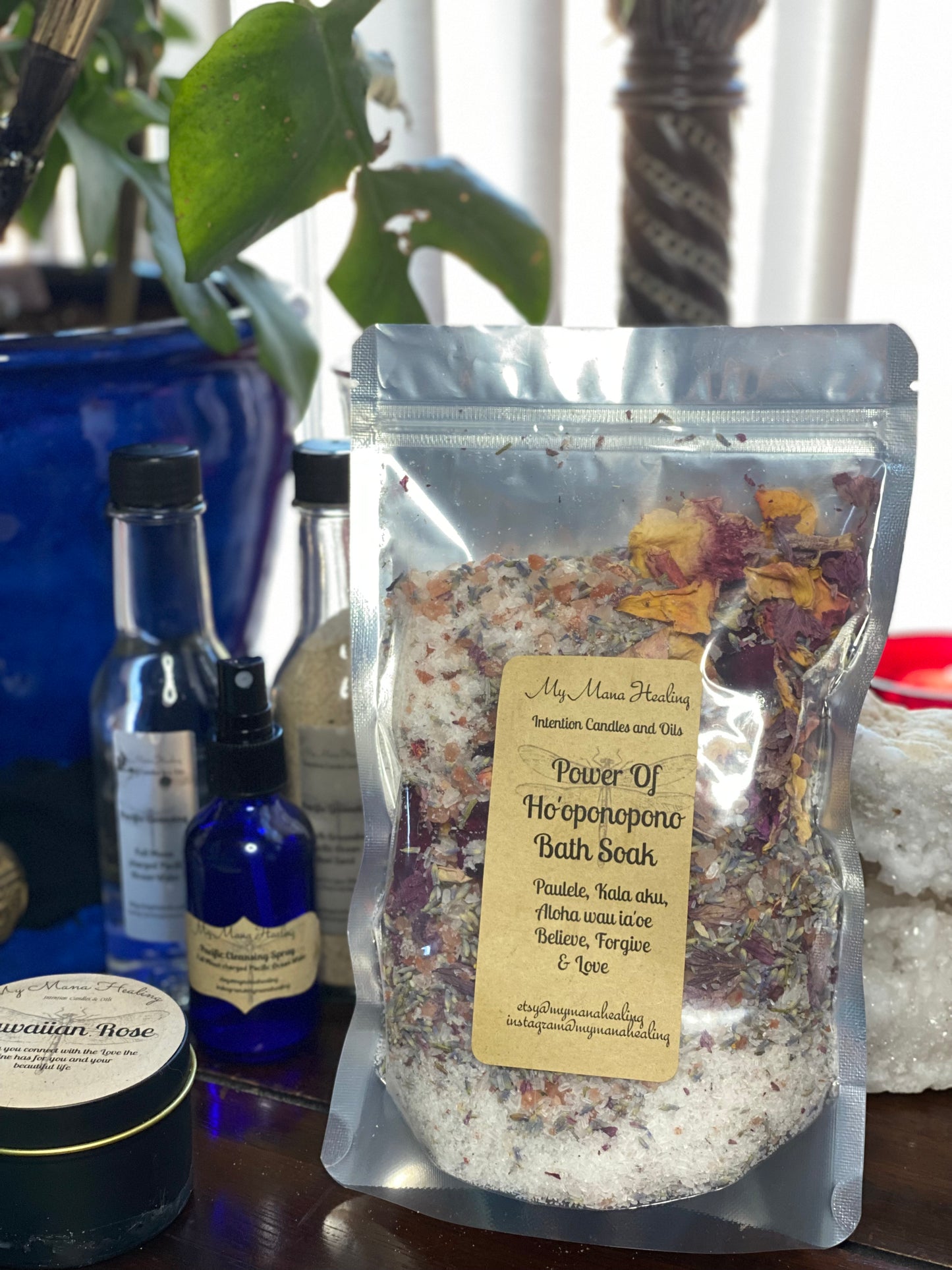 Power Of Ho’oponopono Bath Salt Soak with dried herbs 16oz